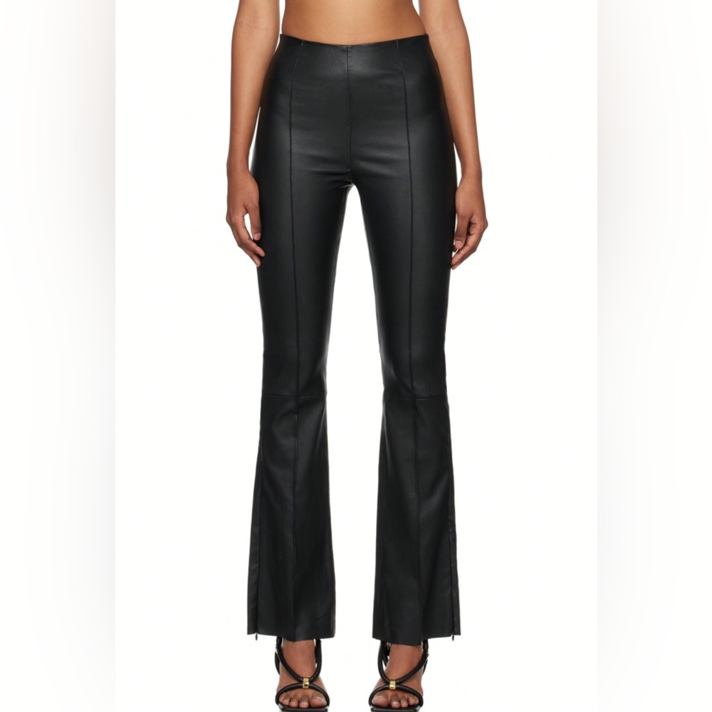 NWT Remain Birger Christensen Black Leather bootcut pants size 32 (or size 0)